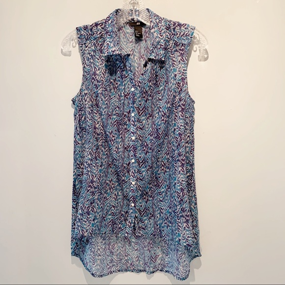 H&M Tops - H&M | Sheer Blue Pattern Blouse